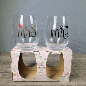 Tri-Coastal Designs 2019‎ Mr. & Mrs. Stemless Wine Glass Set